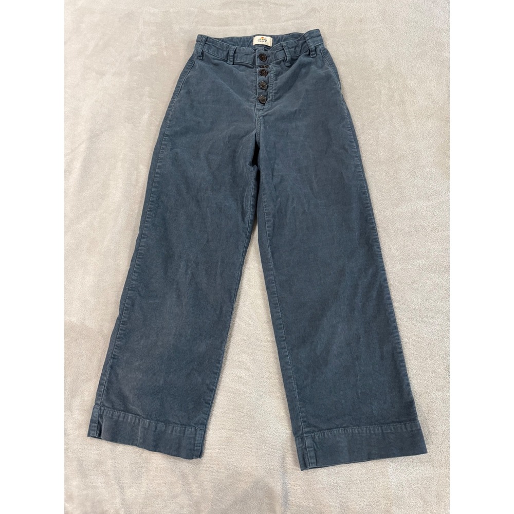 Marine Layer Blue Gray Corduroy Wide Leg Baggy Button Fly Pants High Rise Size 4